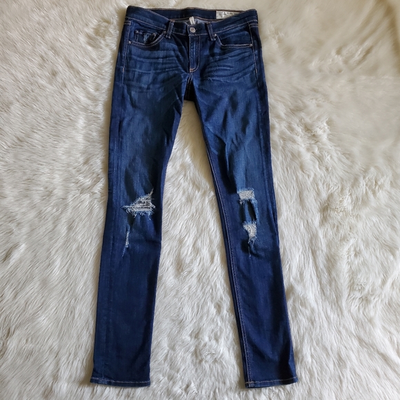 Rag & Bone for Intermix Skinny Destroyed Jeans with Holes Size 27 - Picture 2 of 6